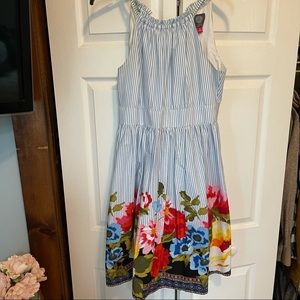 Vince Camuto Pinstripe Floral Dress Size 10